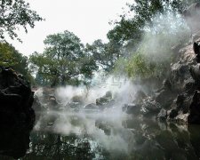 北京假山造霧系統，售樓處假山噴霧系統
